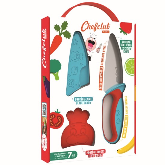 Kuhn Rikon Chefclub Kindermes met vingerbeschermer, blauw/rood